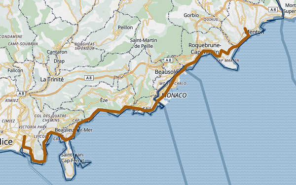 Map of bus 600 route